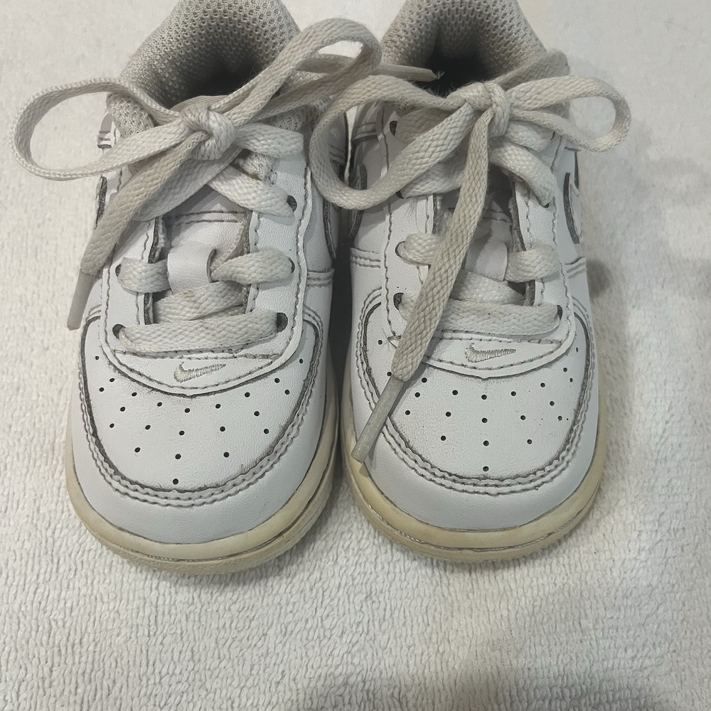 Nike Toddler Baby Air Force 1 White Leather Sneakers Size 4c Triple White